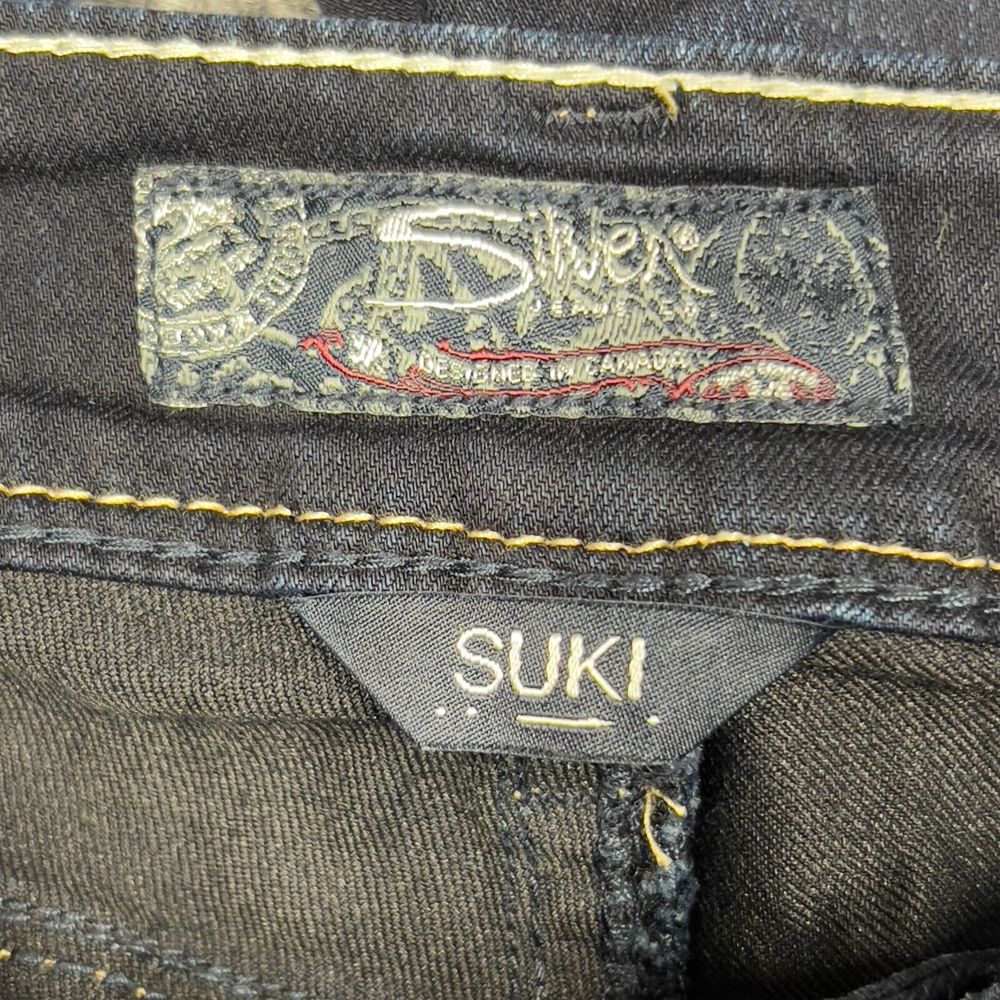 Silver Jeans Women Pant 27x31(28x30) Suki Mid Slim Boot Super Stretch Dark Wash - Picture 8 of 16
